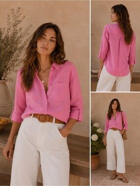 Linen Shirt Large 100% Irish Linen